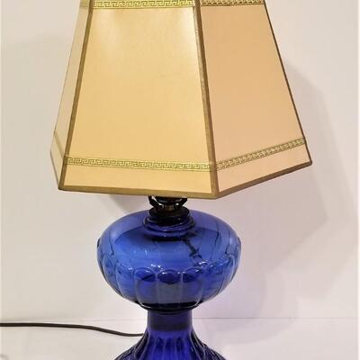 Lot #168  Electrified Oil Lamp - Cobalt Blue