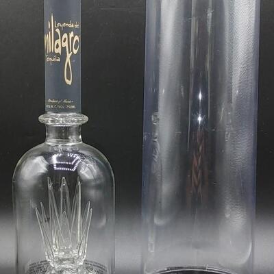 #135 LTD Edition Milagro Select Barrel Reserve Tequila Bottle #245 Blown Glass Agave