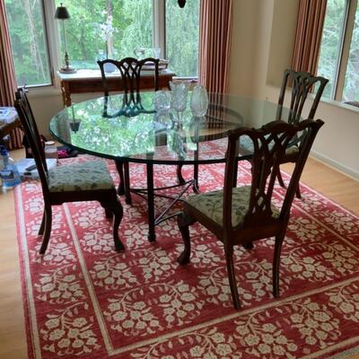 Round Glass Table and Plush Dining Set