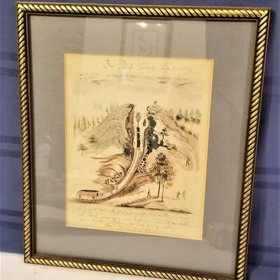 Lot #173  Charming 1856 original drawing of a Train Accident in Pulaski Co, VA