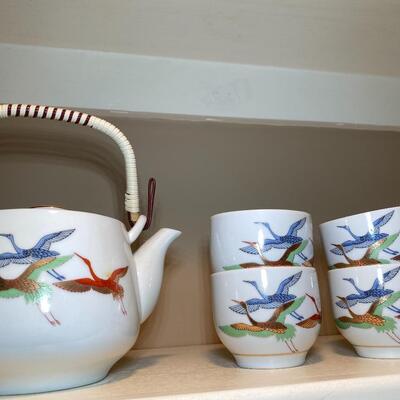 #140 Japanese Crane Tea Set 