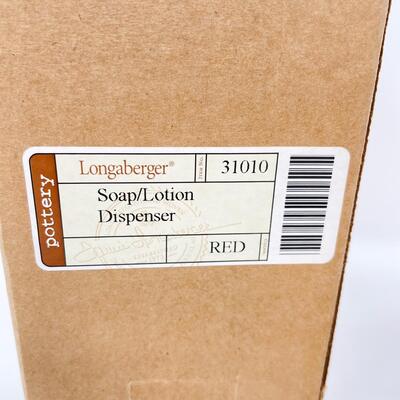 LONGABERGER POTTERY WOVEN TRADITIONS RED SOAP DISPENSER