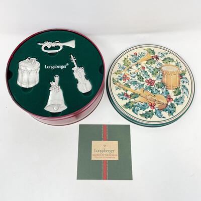 LONGABERGER â€œSOUNDS OF THE SEASONâ€ PEWTER CHRISTMAS ORNAMENTS 