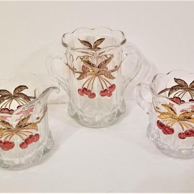 Lot #178  MOSER Glass 3 piece set - Spooner, Creamer, Sugar