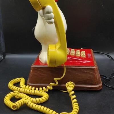 #152 Vintage SNOOPY & WOODSTOCK 1966 PHONE - PUSH BUTTON 