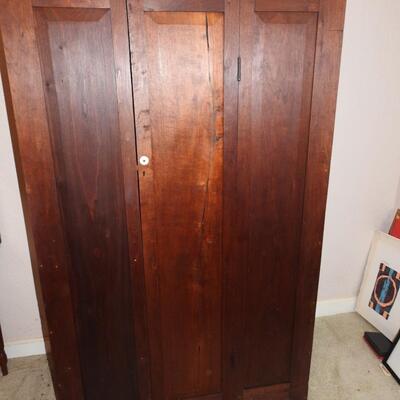 Antique Single Door American Black Walnut Armoire 