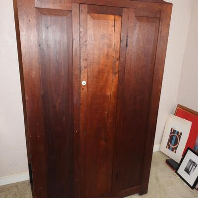Antique Single Door American Black Walnut Armoire 