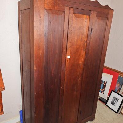 Antique Single Door American Black Walnut Armoire 