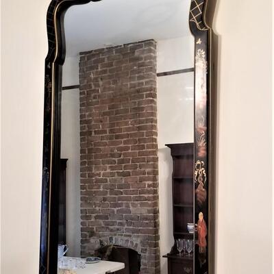 Lot #184  Contemporary Ebonized Oriental Style Wall Mirror