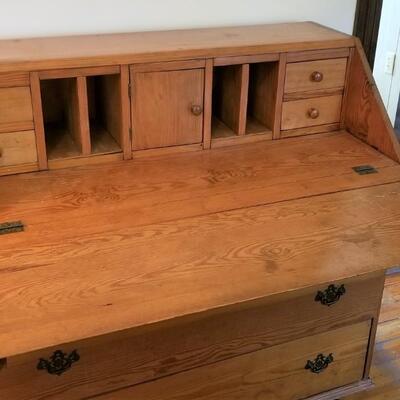 Lot #190  Vintage Pine Drop Down Desk - Locks