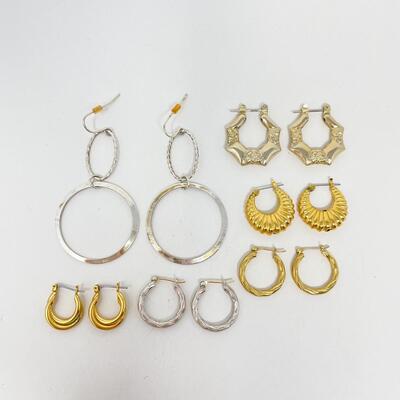 GOLD- AND SILVER-TONED HOOP EARRINGS