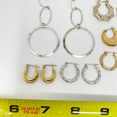 GOLD- AND SILVER-TONED HOOP EARRINGS