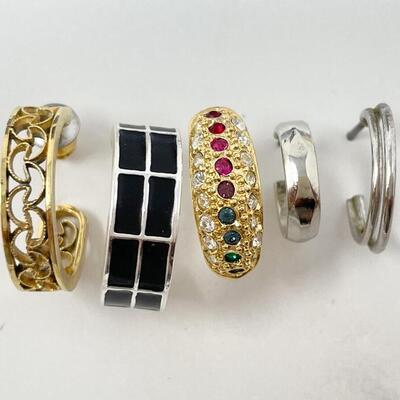 GOLD- AND SILVER-TONED HALF HOOP EARRINGS