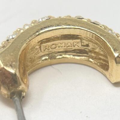 GOLD- AND SILVER-TONED HALF HOOP EARRINGS