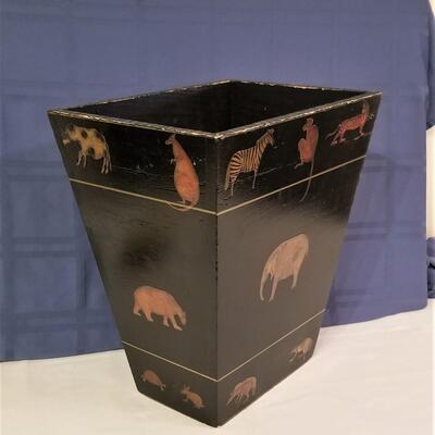 Lot #201  Papier Mache Waste Basket - African Theme