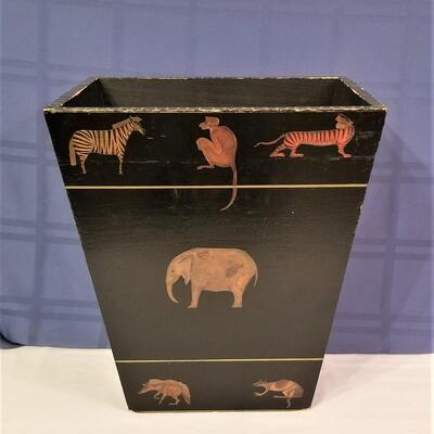 Lot #201  Papier Mache Waste Basket - African Theme