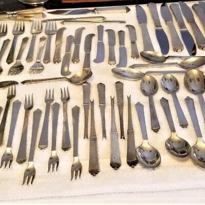 Lot #205  Large Set of Georg Jensen Sterling Flatware - "Pyramid" Pattern