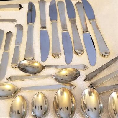 Lot #205  Large Set of Georg Jensen Sterling Flatware - "Pyramid" Pattern