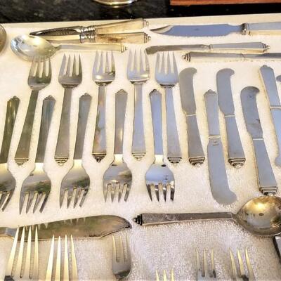 Lot #205  Large Set of Georg Jensen Sterling Flatware - "Pyramid" Pattern