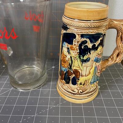 #10 VINTAGE Coors Pitcher and 2 Ceramic Mugs 