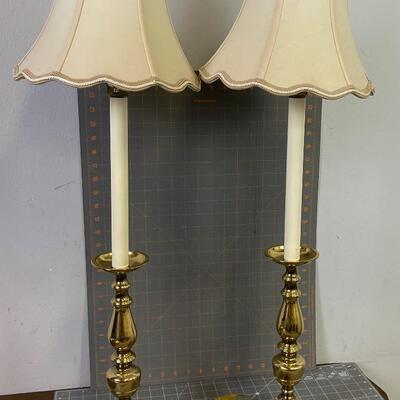 #134 Pair of Brass Table Lamps, Colonial Style 