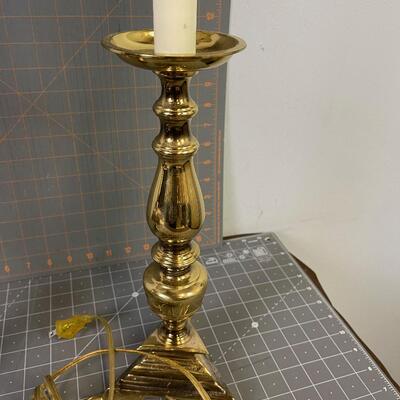 #134 Pair of Brass Table Lamps, Colonial Style 