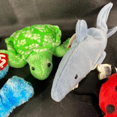 Lot of 6 Ty Beanie Baby Plush Stuffed Animals Sea Life & Garden Creatures
