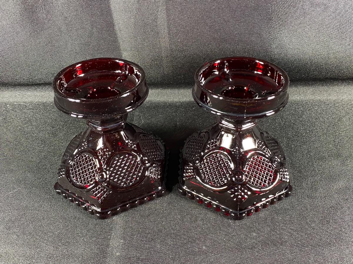 Vintage AVON Ruby Red Candle Holders