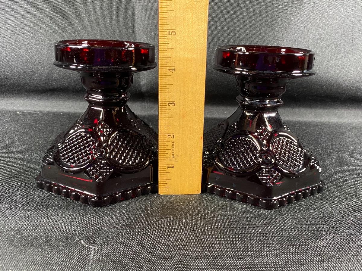 Vintage AVON Ruby Red Candle Holders