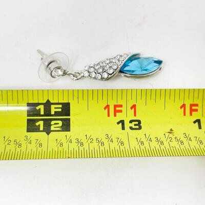 SILVER & BLUE RHINESTONE EARRINGS