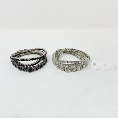 OLE SILVER & BLACK RHINESTONE BRACELET BUNDLE