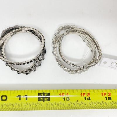 OLE SILVER & BLACK RHINESTONE BRACELET BUNDLE
