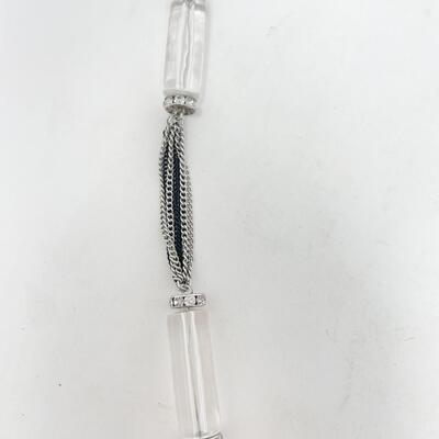 CHICOâ€™S BLACK AND SILVER TASSEL NECKLACE