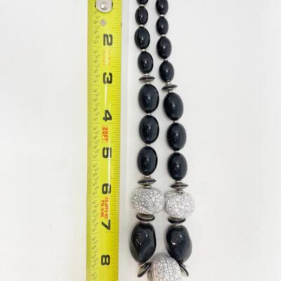 BLACK AND SILVER BEADED CHOKER NECKLACE