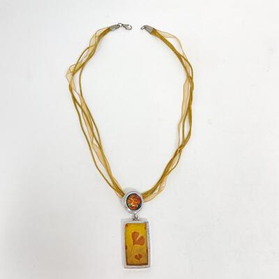 YELLOW AND SILVER FLORAL NECKLACE