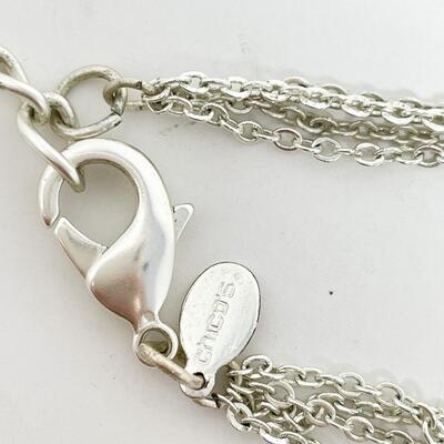 CHICOâ€™S SILVER TONED & MOTHER OF PEARL PENDANT NECKLACE