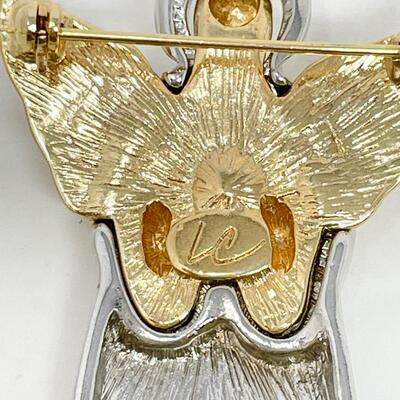 LIZ CLAIBORNE GOLD- AND SILVER-TONED ANGEL BROOCH