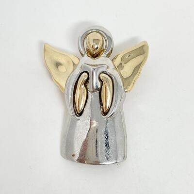 LIZ CLAIBORNE GOLD- AND SILVER-TONED ANGEL BROOCH