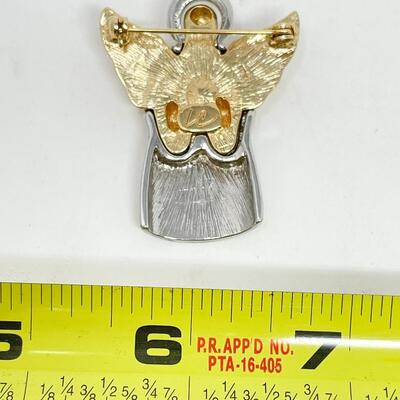 LIZ CLAIBORNE GOLD- AND SILVER-TONED ANGEL BROOCH
