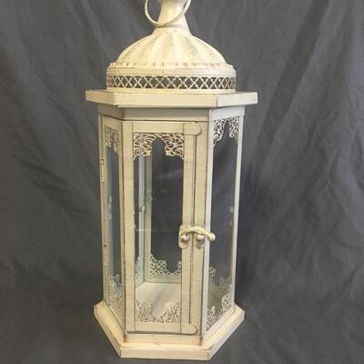 Antique White, Hanging Lantern Glass