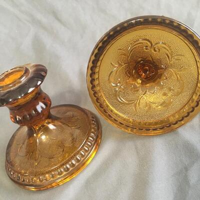 Amber  Glass candle holders
