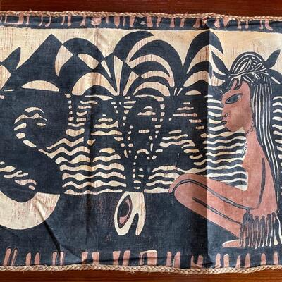 Item 10. Thai Batik, 1950â€™s, handmade, cotton and jute border.