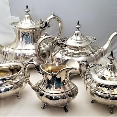 Lot #208  Fantastic Reed and Barton 5-piece Sterling Silver Tea Set "Hampton Court"