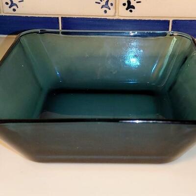 #164 (10) Vintage RIO Pattern Coastal Blue Anchor Hocking Bowls 