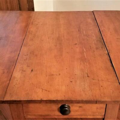 Lot #221  Antique Primitive Drop Leaf Table w/drawer