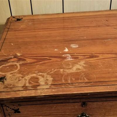 Lot #226  Vintage Solid Pine Chest of Drawers - Stencil design