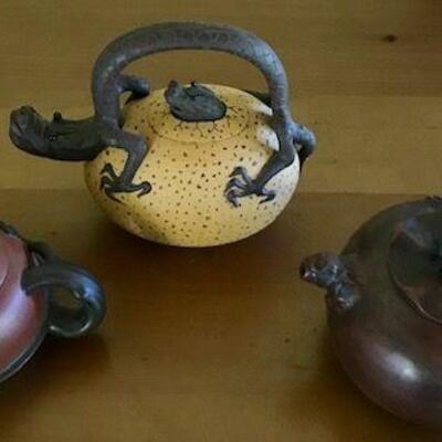 Three Decorative Asian Teapots. Local pick up only in Auburn, CA.