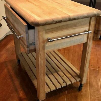 Butcher Block Kitchen Island On Rollers. Local pick up only in Auburn, CA.