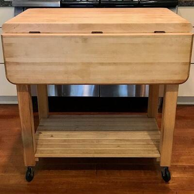 Butcher Block Kitchen Island On Rollers. Local pick up only in Auburn, CA.