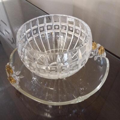 Crystal Bowl and Tray